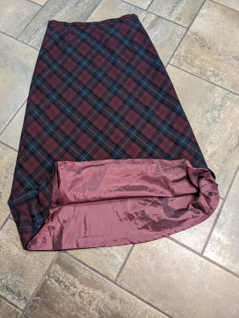 Vintage Eddie Bauer Tartan Plaid Wool Blend Maxi Skirt Chic Fall Classic Size 12 - Picture 3 of 15